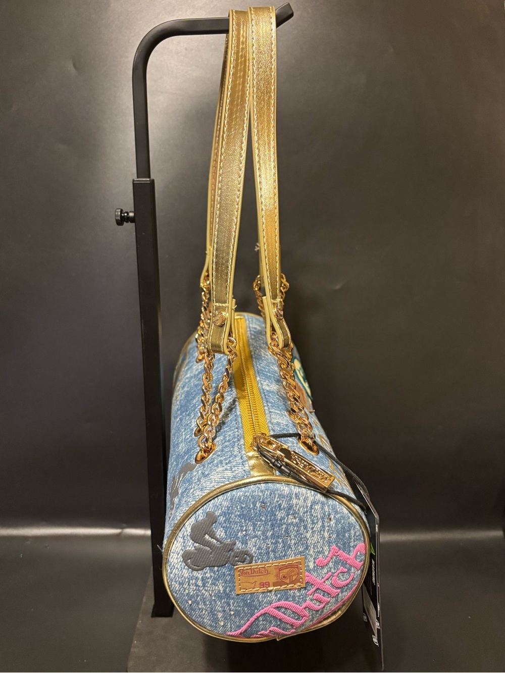Von Dutch Denim Long Barrel Bag Gold
Chain Y2K Shoulder Purse NWT - Picture 2 of 3
